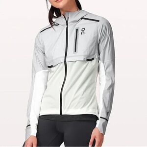 On Running Weather Women's Gray and White Jacket